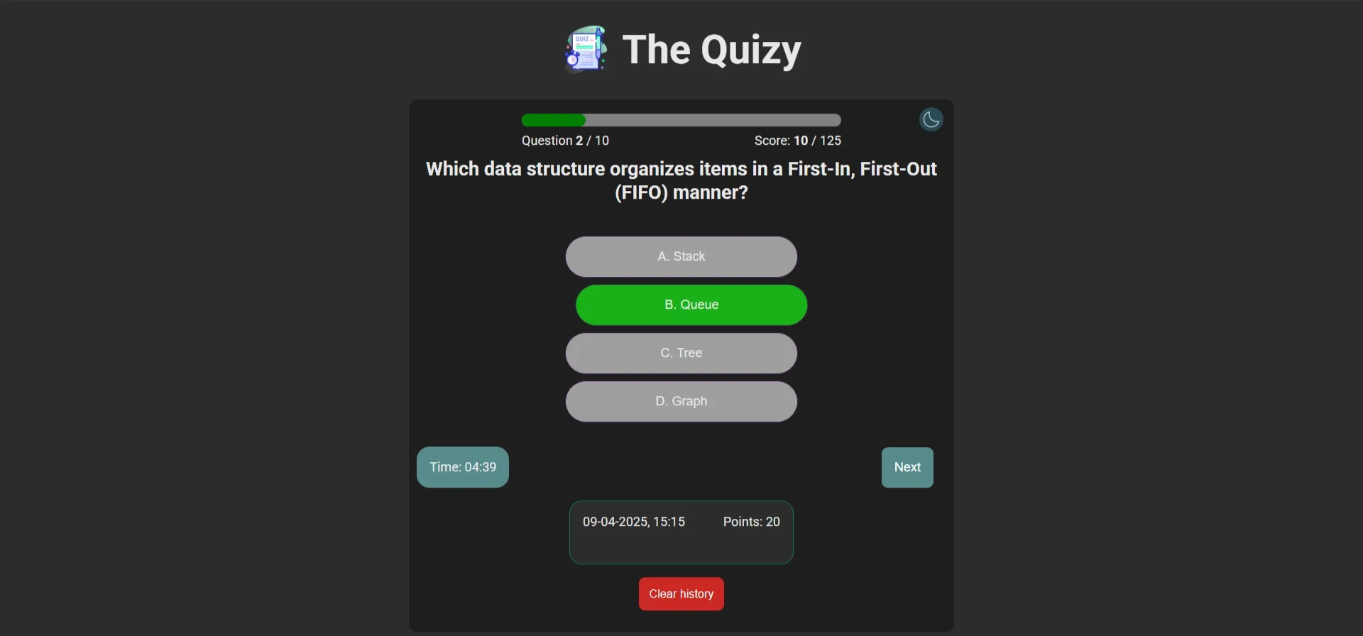Quiz App with IndexedDB